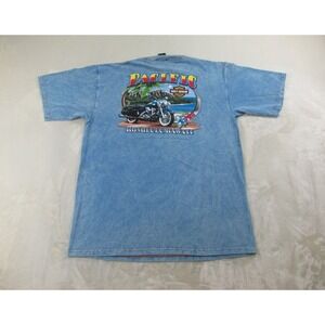 VINTAGE Harley Davidson Shirt Mens Extra Large Blue Hawaii Motorcycle 00s*